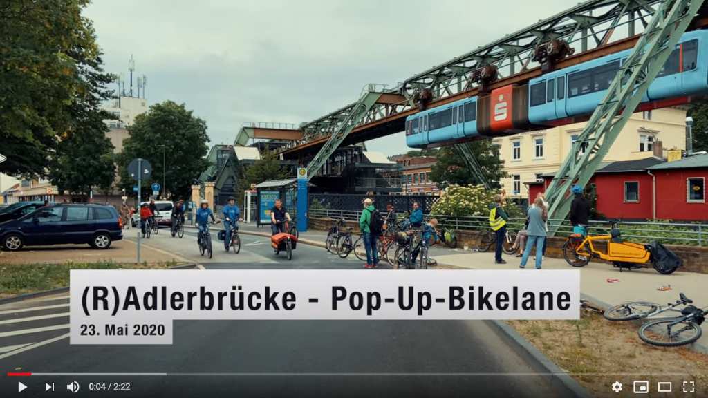 Pop Up Bikelane auf der Wuppertaler B7