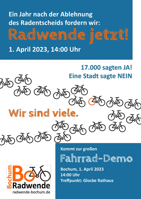 „Radwende jetzt!“  – Demo am Samstag, 1.April, 14 Uhr ab Rathaus
